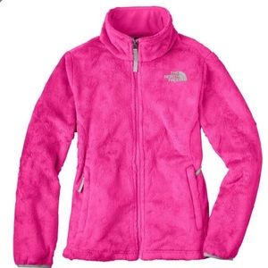 Pink fluffy north face jacket